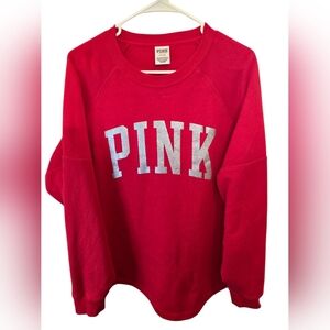 PINK Victoria's Secret Bold Red Sweatshirt Crew Neck Long Sleeve